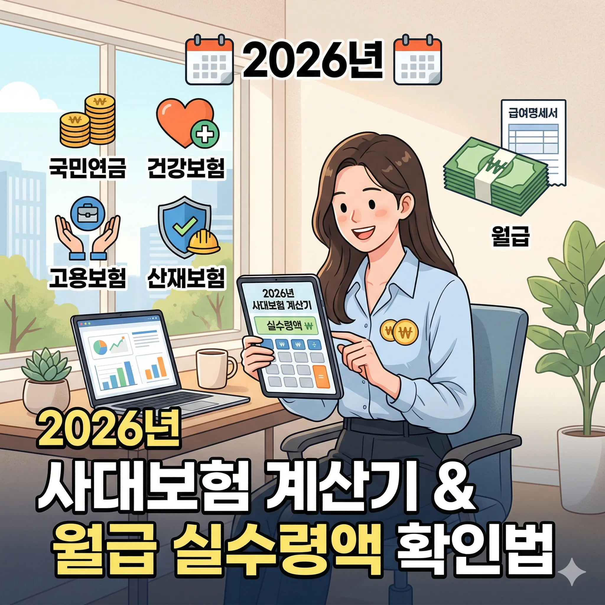 사대보험 계산기 및 월급 실수령액 확인법(2026년)