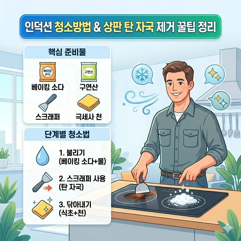 인덕션 청소방법 및 상판 탄 자국 제거 꿀팁 정리