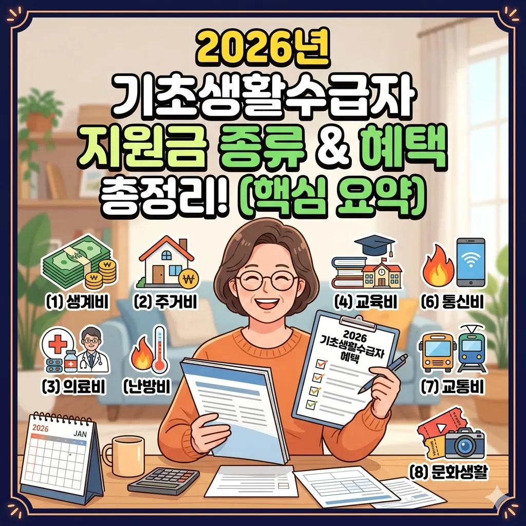 기초생활수급자 지원금 종류 및 혜택 총정리(2026년)