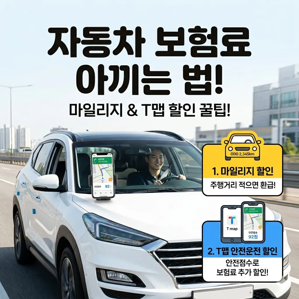자동차 다이렉트 보험 보험료 아끼는 법 (마일리지, T맵 할인)