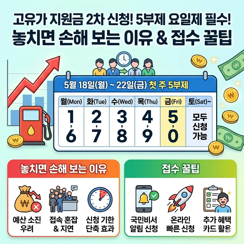 고유가 지원금 2차 신청 첫 주 5부제 요일제 놓치면 손해 보는 이유와 접수 꿀팁