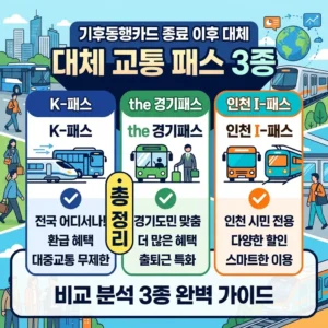 기후동행카드 종료 이후 대체 교통 패스 3종 비교 총정리(K-패스, the 경기패스, 인천 I-패스)