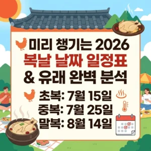 미리 챙기는 2026 복날 날짜 일정표 및 삼복 유래 완벽 분석